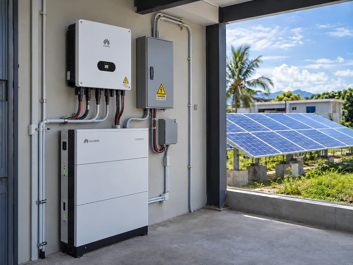 Solar panels with a professionally installed inverter and battery backup