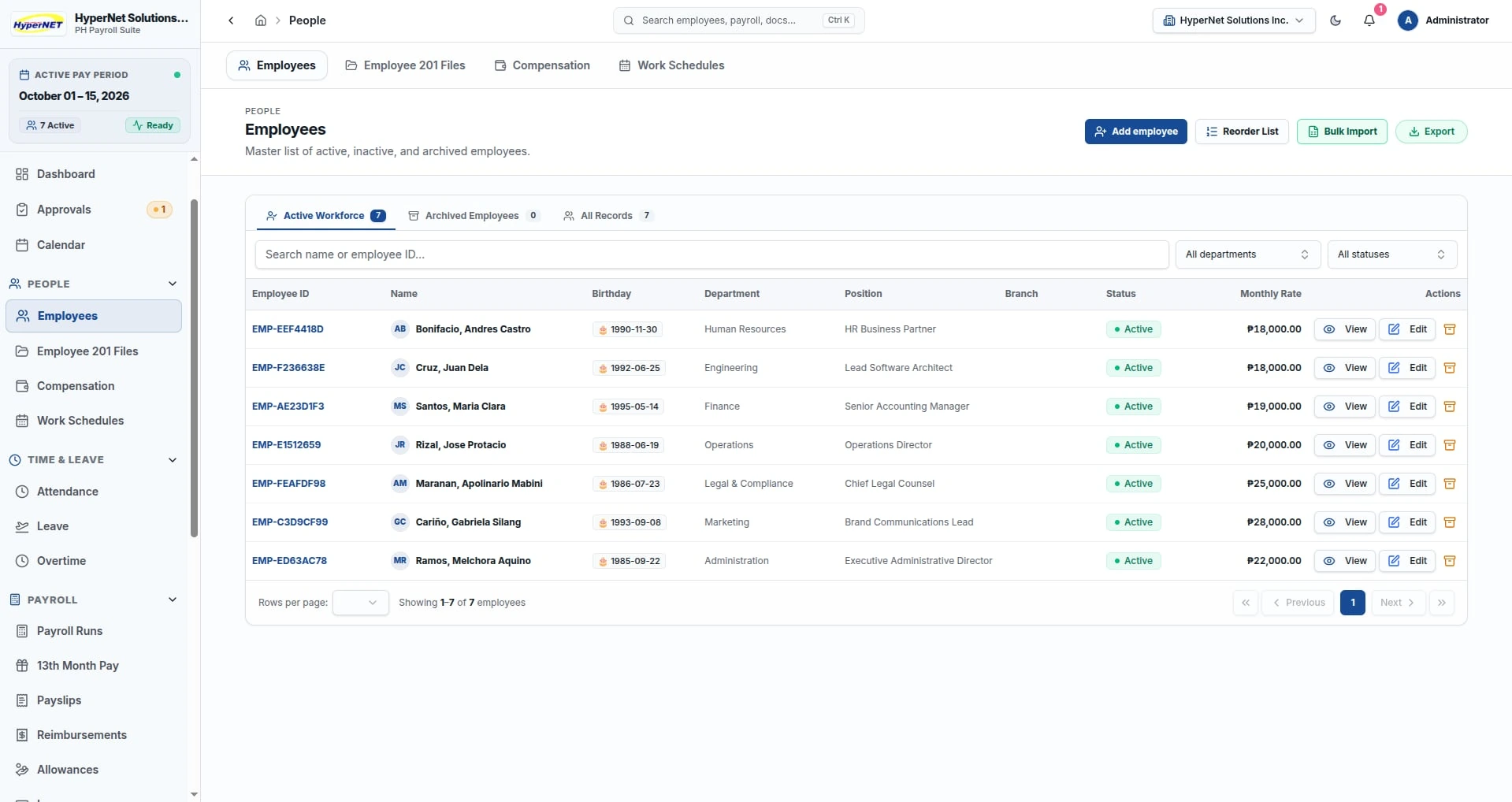EnTrePoint HR & Payroll Suite Employee records actual product interface